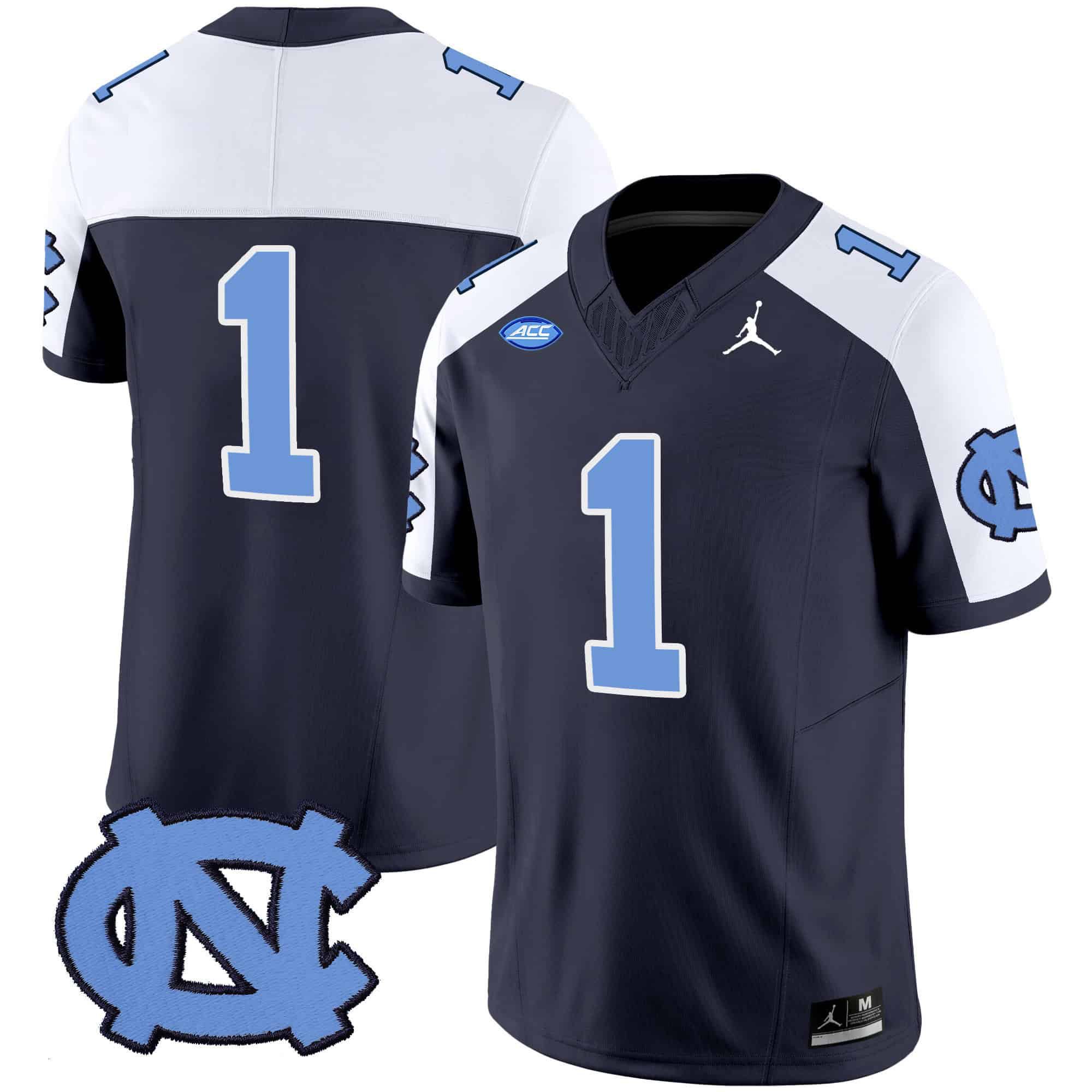 Men North Carolina Tar Heels #1 No Name Drak Blue 2024 Vapor Limited NCAA Jersey